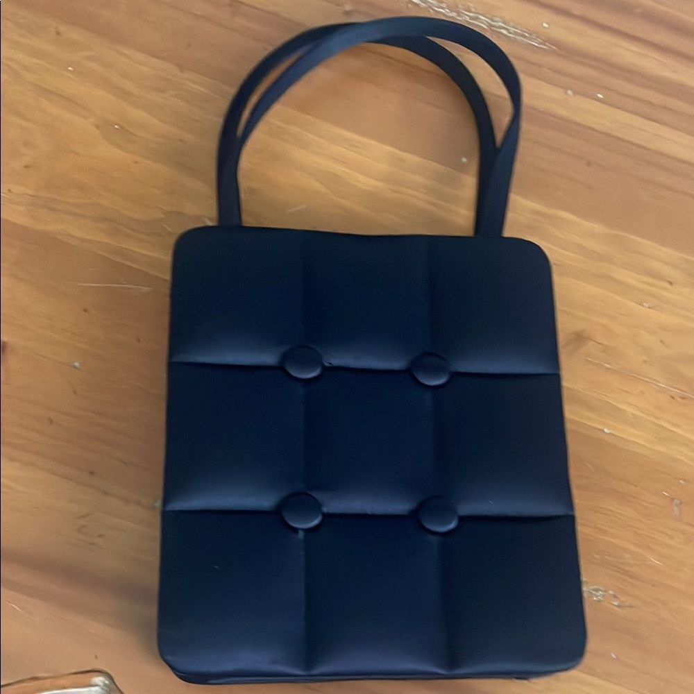 Franchi Navy Quilted Satin Evening Bag
